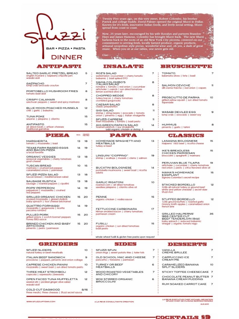 Sfuzzi Menu | PDF