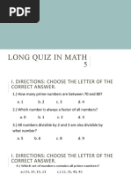 Long Quiz in Math 5