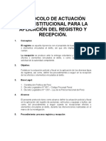 Protocolo de Actuacion para Aplicacion de Registro y Recepcion