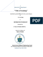 "Title of Training": T.Y. B. Tech