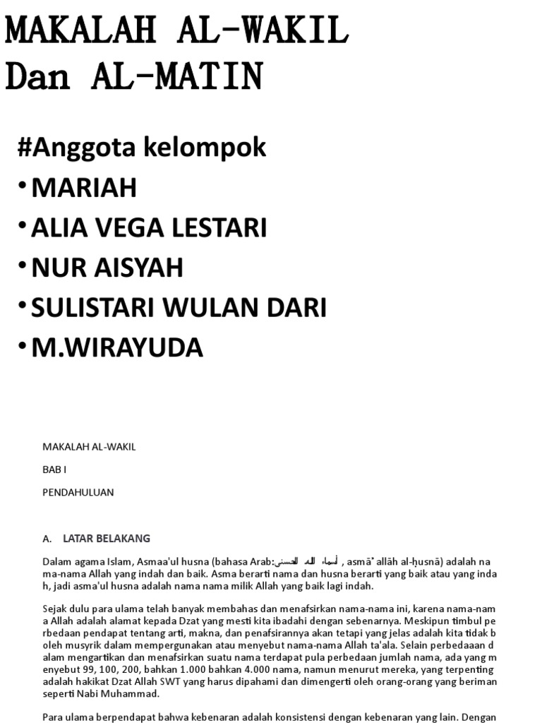 Makalah Al Wakil Pdf