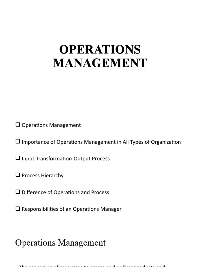 Operations Performance Management Insights | PDF | Operations ...