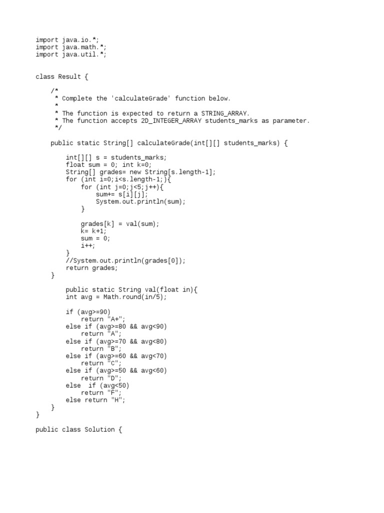 Java Program: Calculate Student Grades | PDF