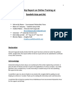Internship Report On Online Training at Sandvik Asia PVT - LTD