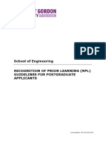 School of Engineering - Recognition of Prior Learning