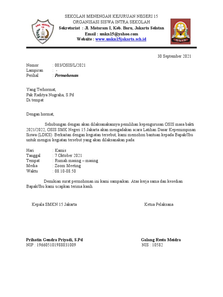Surat Permohonan Narasumber Ldks 2 Pdf
