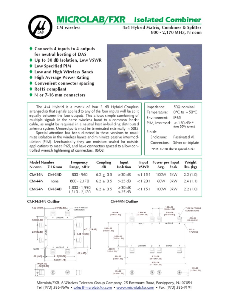 Microlab/Fxr: Isolated Combiner | PDF | Radio Technology | Computer ...