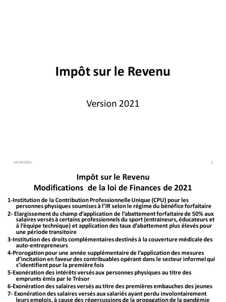 Modifications de l'Impôt sur le Revenu 2021 | PDF | Salaires | Impôts