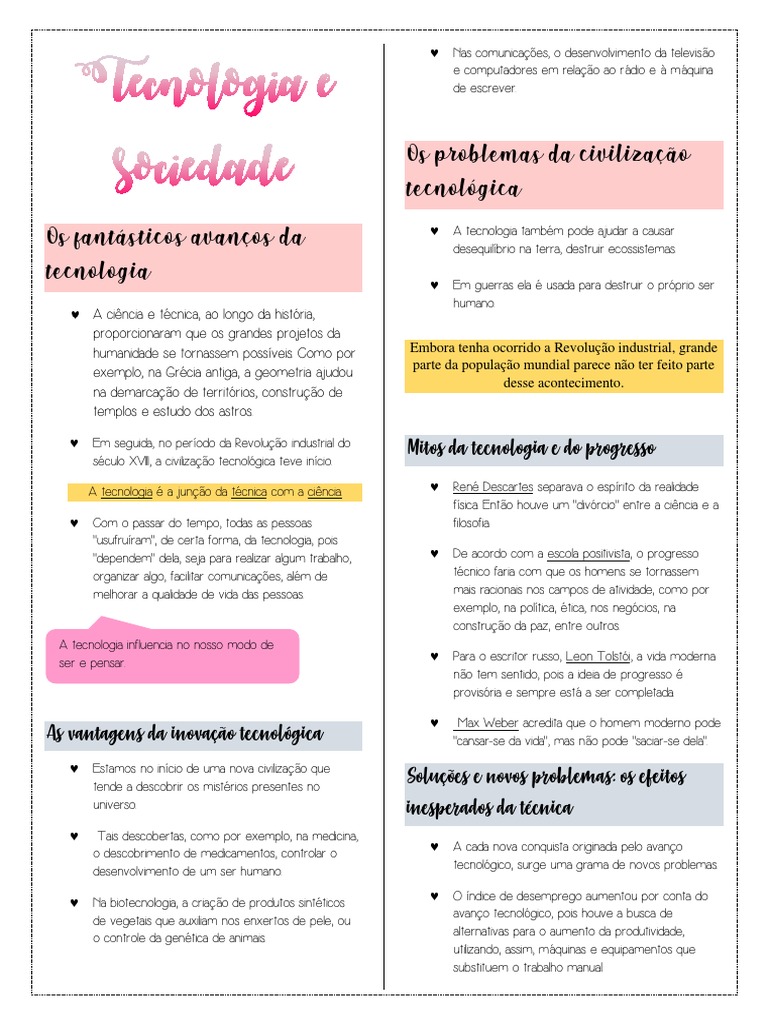 Tecnologia e Sociedade-Resumo-Filosofia | PDF | Science | Humano