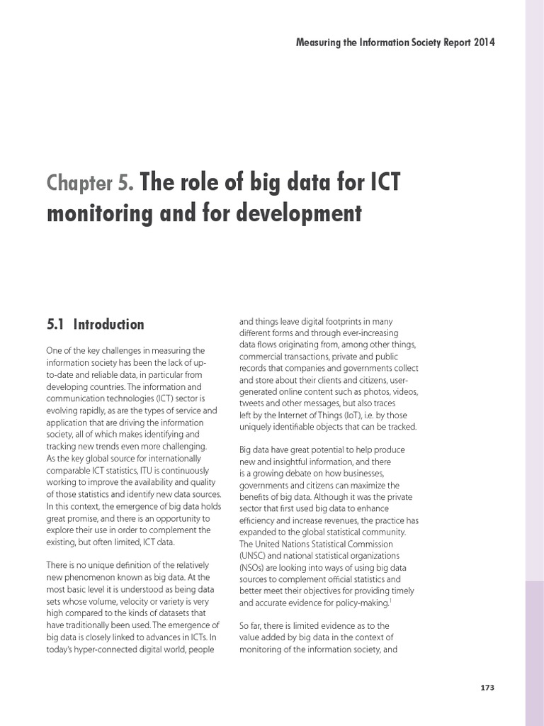 The Role of Big Data For ICT Monitoring and For Development: Measuring ...