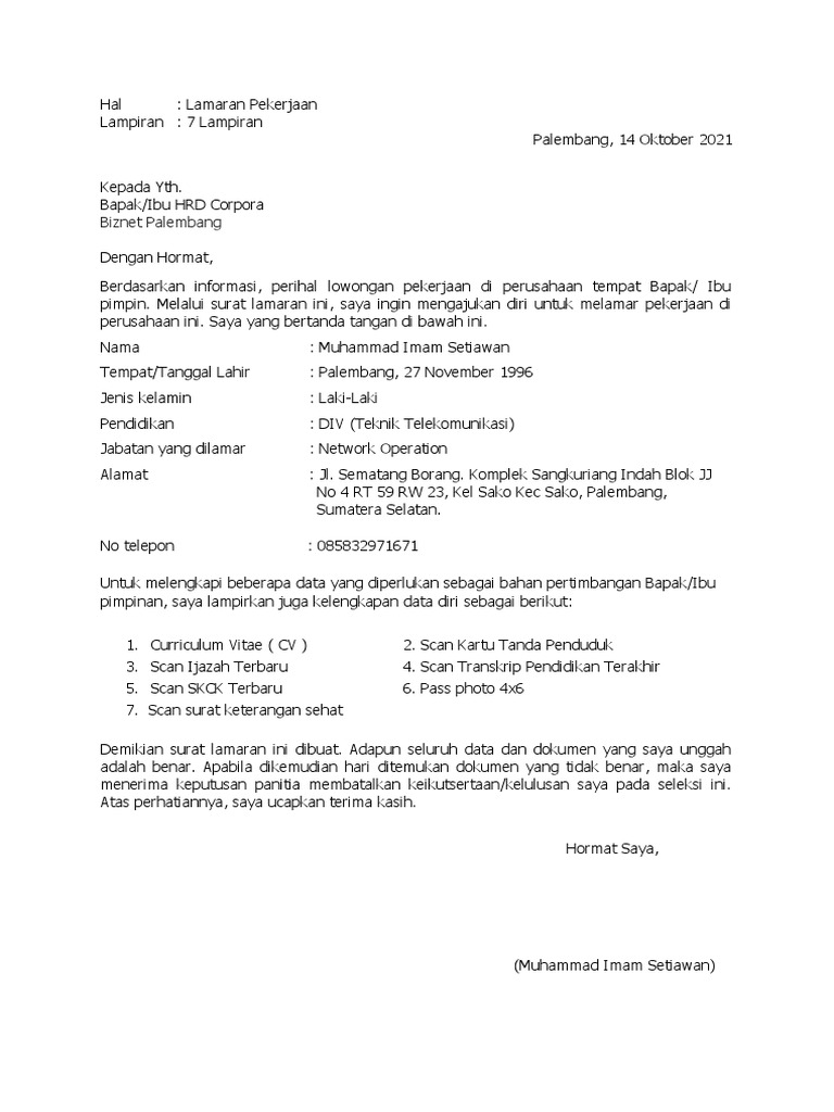 Surat-Lamaran Smart Fiiix2 | PDF