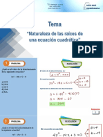 Problemas - Naturaleza de Las Raíces de Una Ecuación Cuadrática - Salvador - 5to A