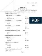 English 10 Test 15 Minutes I. Choose the correct answer A, B, C and D to complete each of the following sentences. (8 pts) (Chọn đáp án A, B, C hoặc D để hoàn thành vào mỗi câu)