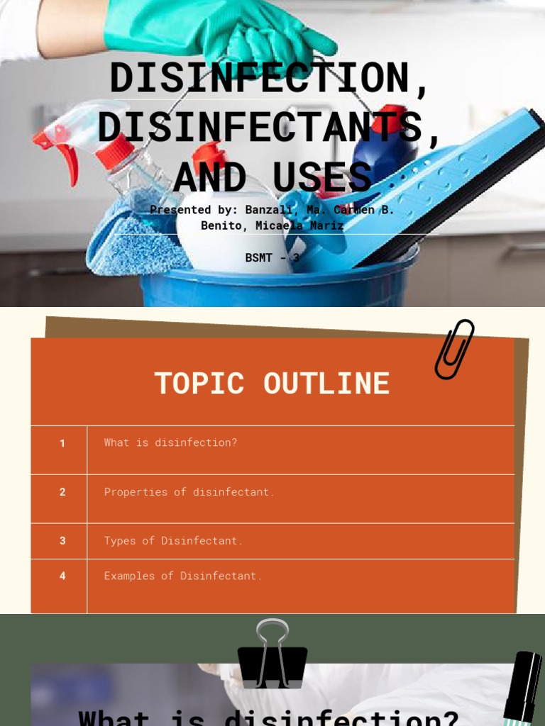 Disinfection, Disinfectants, and Uses Presented By Banzali, Ma