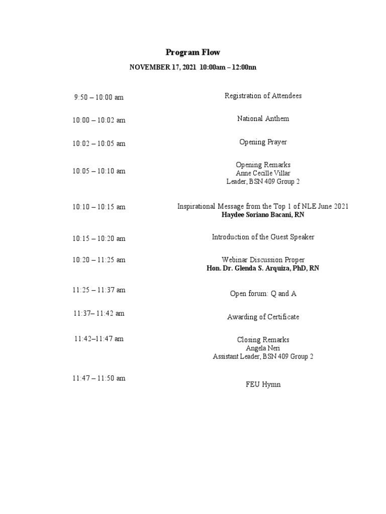 Program Flow Draft | PDF