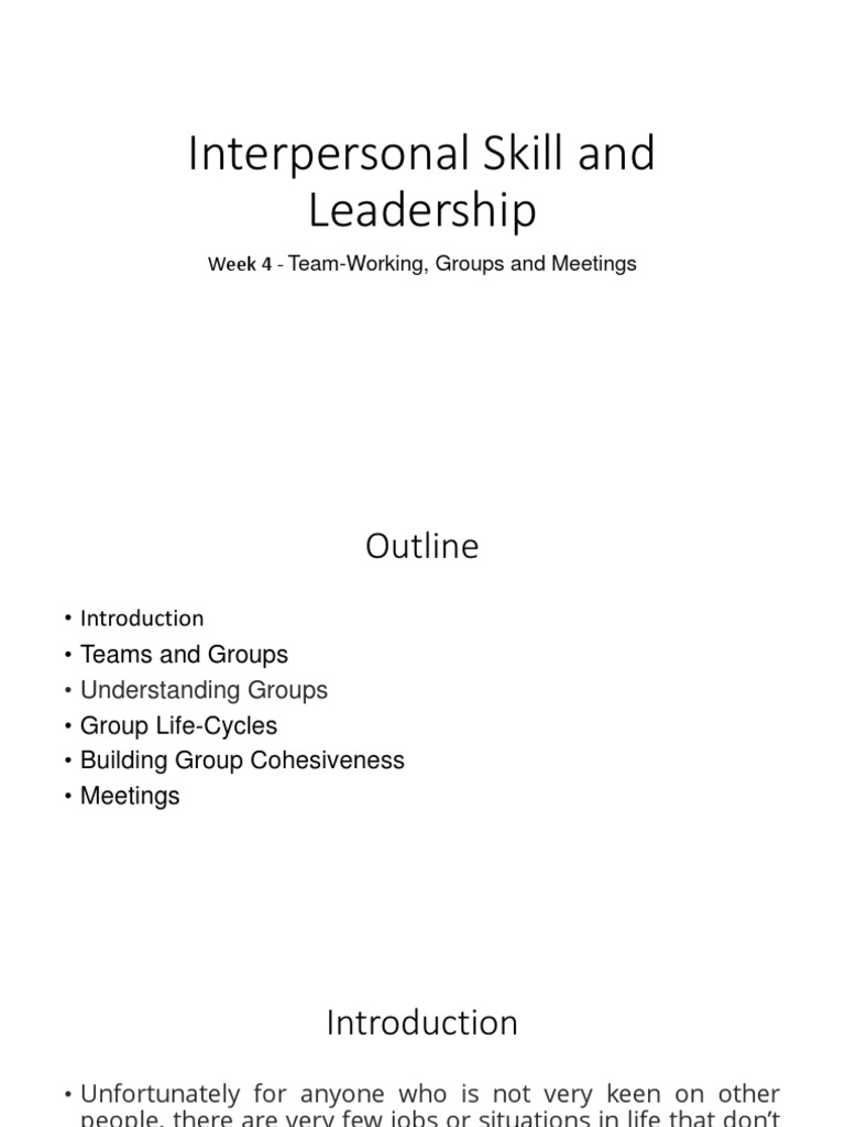 Week 4 - Team-Working, Groups and Meetings | PDF | Experience | Group ...