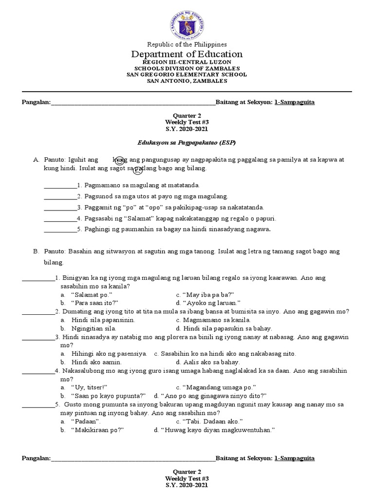 Q2 Week 3 Summative Test With TOS | PDF