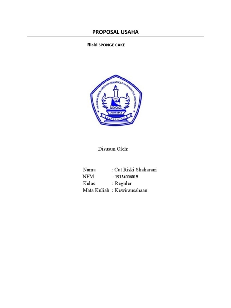 Proposal Usaha Kue Bolu Riski | PDF