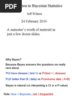 Introduction To Bayesian Statistics: 24 February 2016 A Semester's Worth of Material in Just A Few Dozen Slides