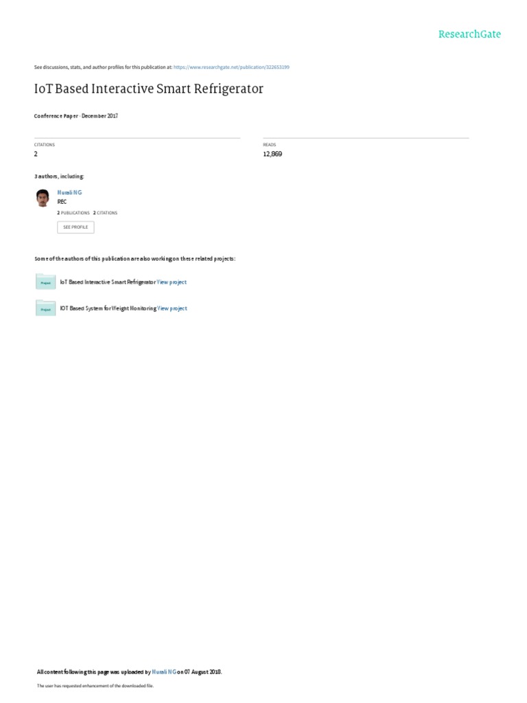 Iot Based Interactive Smart Refrigerator December 2017 PDF Home