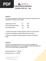 Consolidated-Undrained Tri-Axial Test (Cu - Test) : Problem 1