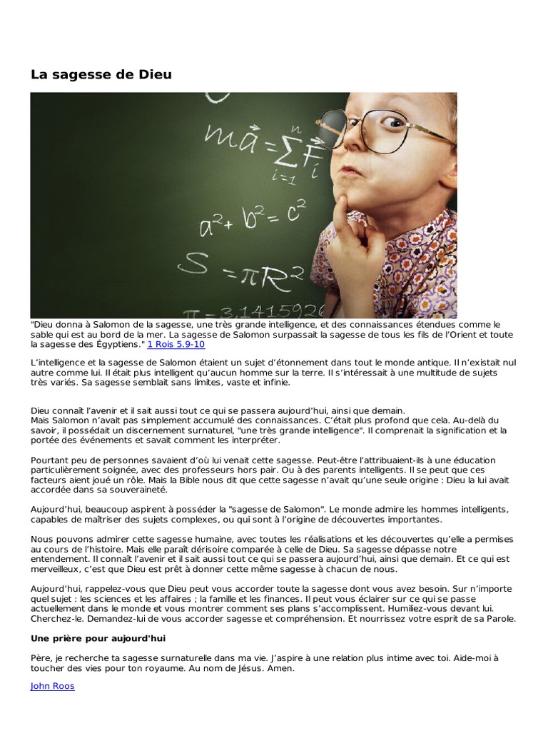 Sagesse divine selon la Bible | PDF | Dieu | Sagesse