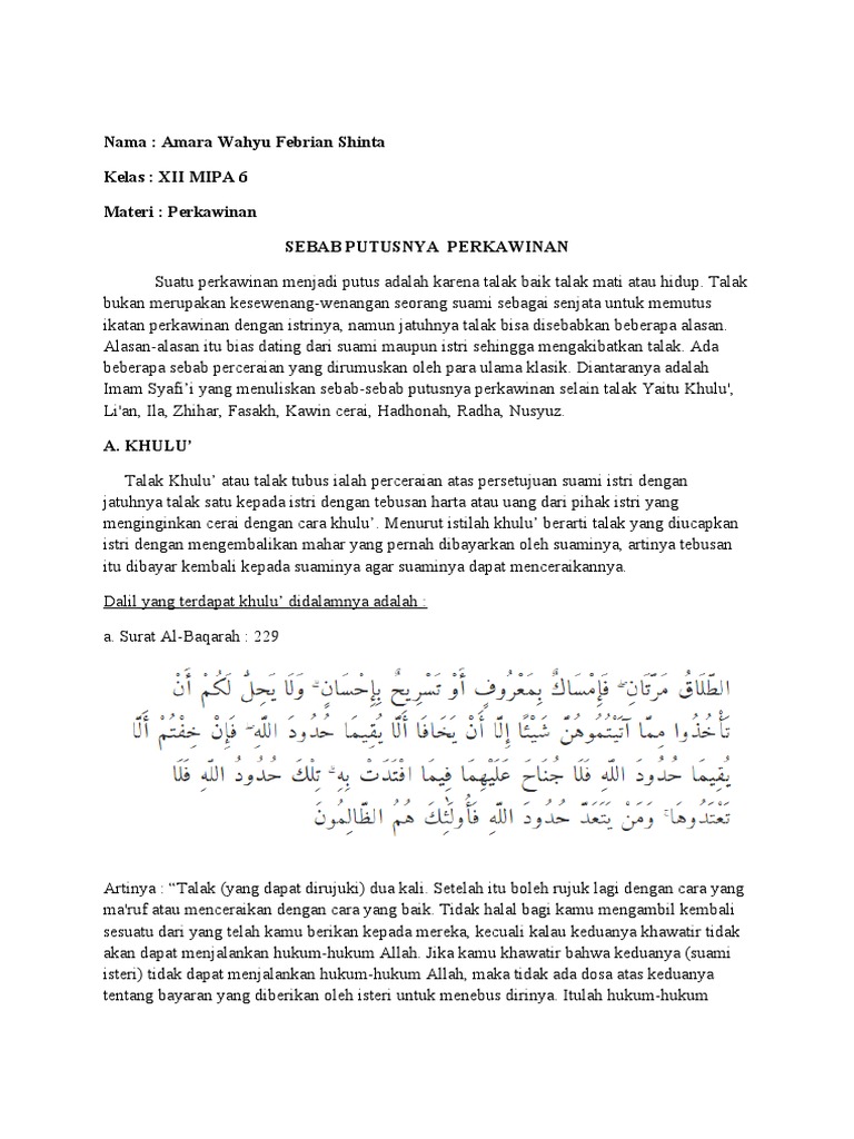 Sebabputusnyaperkawinan Amarawahyufs Pdf