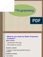 JSP Programming: Static & Dynamic Contents, JSP Pages, Comparison of Servlets and JSP, JSP Architecture and Components