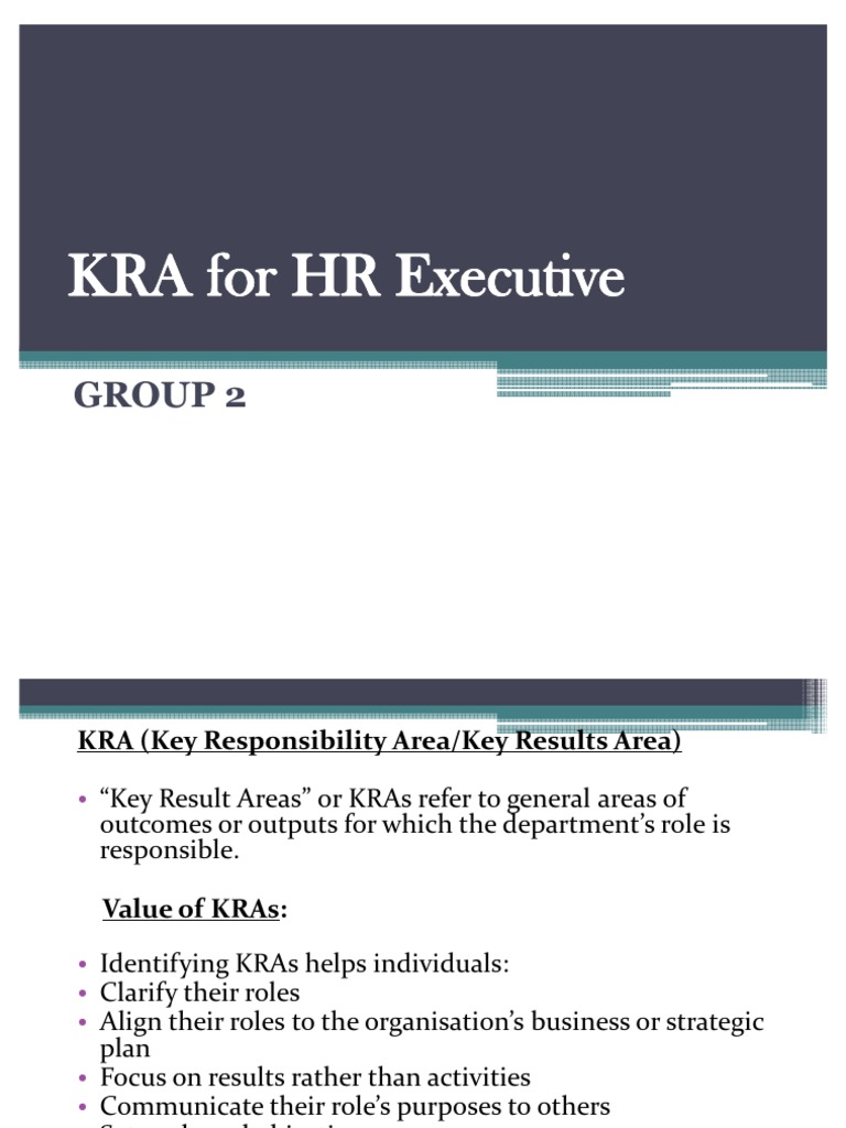 KRA for HR Executive ppt Human Resource Management Systems Psychology