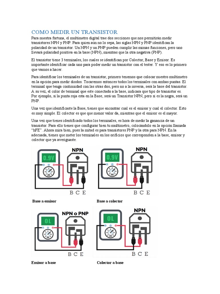 Medición de Transistores con Multímetro | PDF