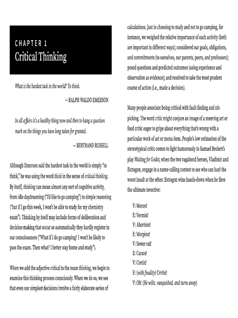 02 - Critical Thinking, Reading, and Writing CH 1 | PDF | Cognition