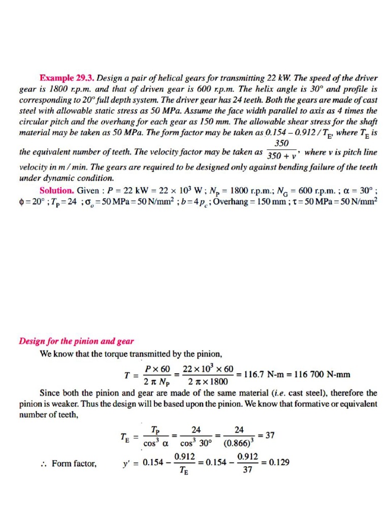 Helical Gear Shaft Design PDF