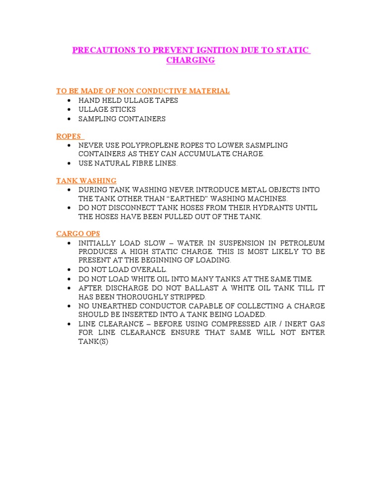 Prevention of Static Electricity | PDF