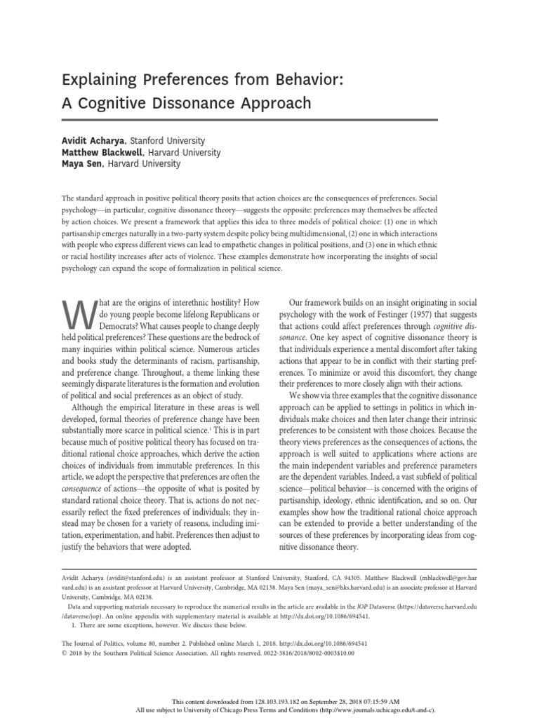 Cognitive Dissonance Theory | PDF | Decision Making | Ideologies