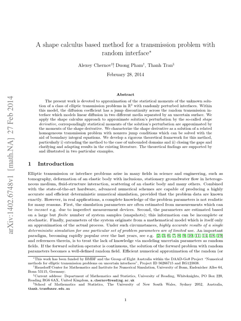 Shape Calculus for Random Transmission | PDF | Perturbation Theory ...