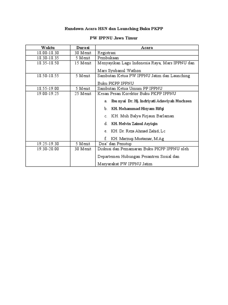 Rundown Acara HSN 2024 dan Launching Buku | PDF | Agama & Spiritualitas