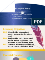 The Filipino Poetry: Filipino Poetry Forms in The 21st Century Guidelines in Poetry Analysis Elements of Poetry