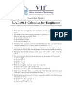 MAT1011 Calculus for Engineers Tutorial Sheet