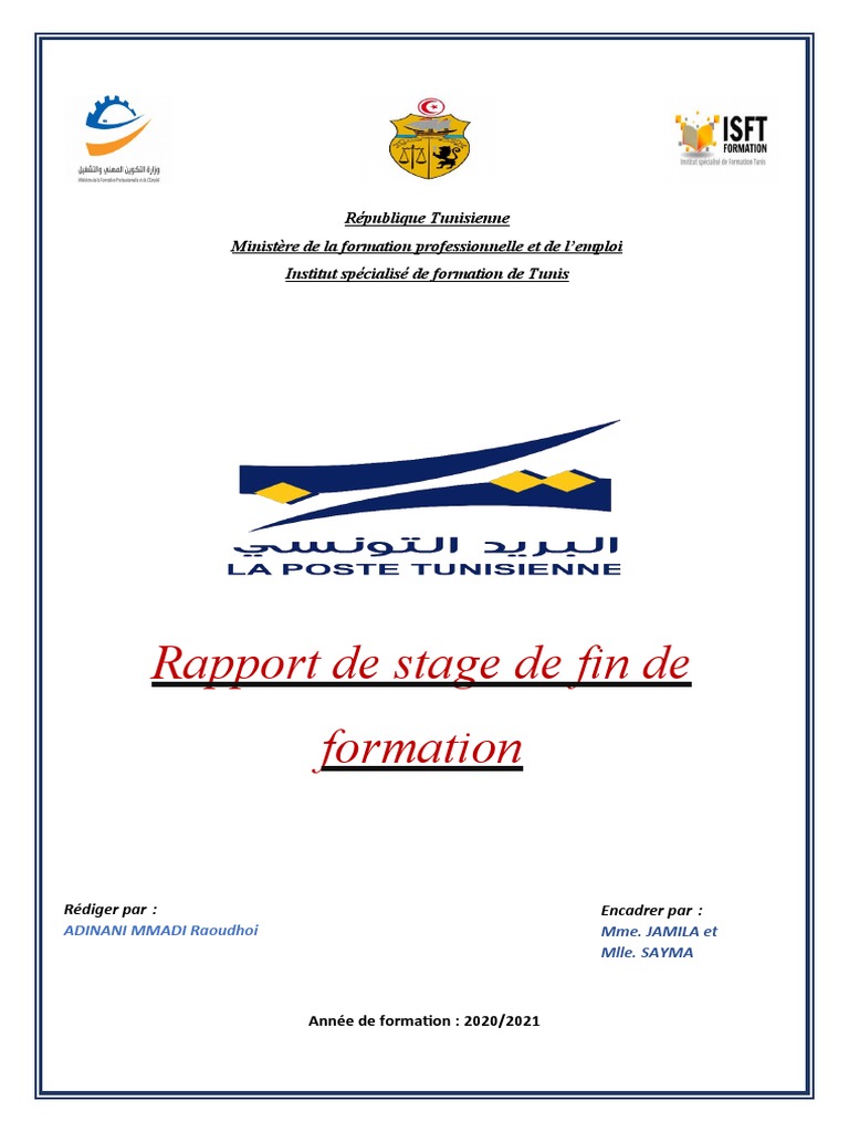 Cahier De Formation Page De Garde Page de Garde Du Rapport de Stage | PDF