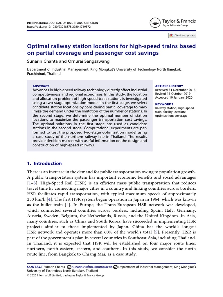 03 Optimal Railway Station Locations For High-Speed | PDF | High Speed ...