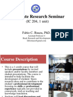 Graduate Research Seminar: (IC 204, 1 Unit)