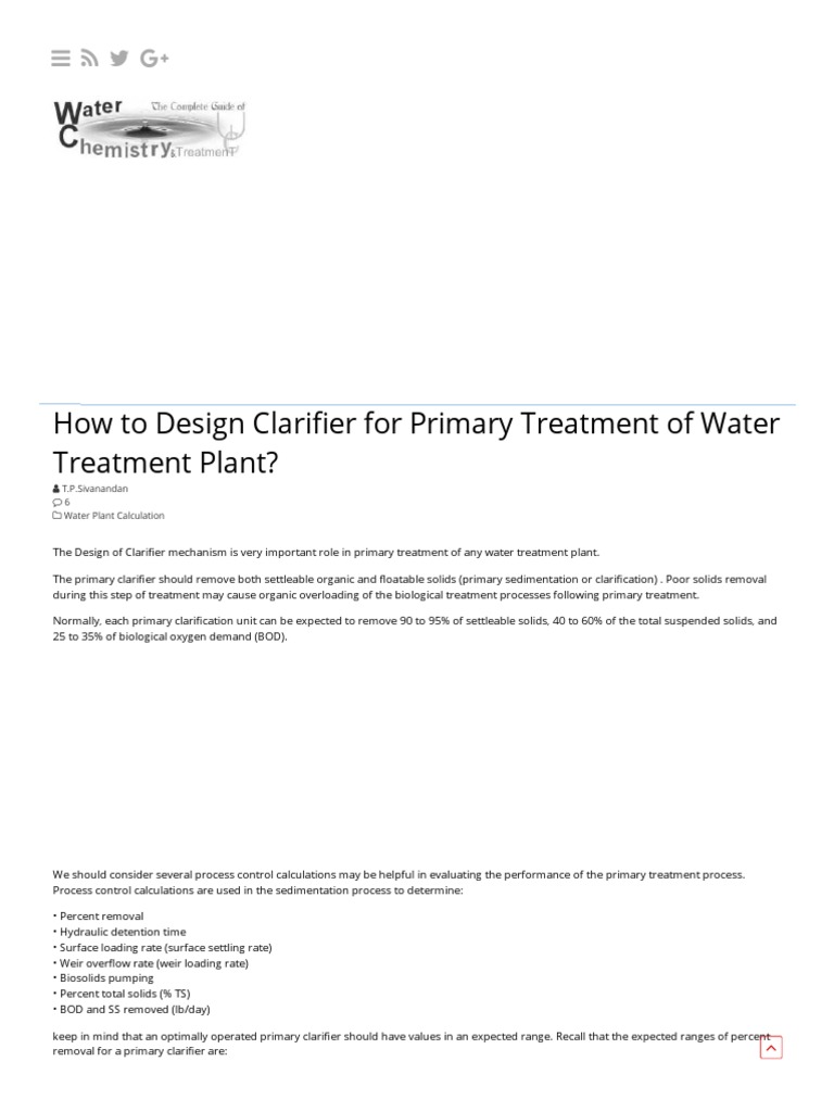How To Design Clarifier For Primary Treatment of Water Treatment Plant ...