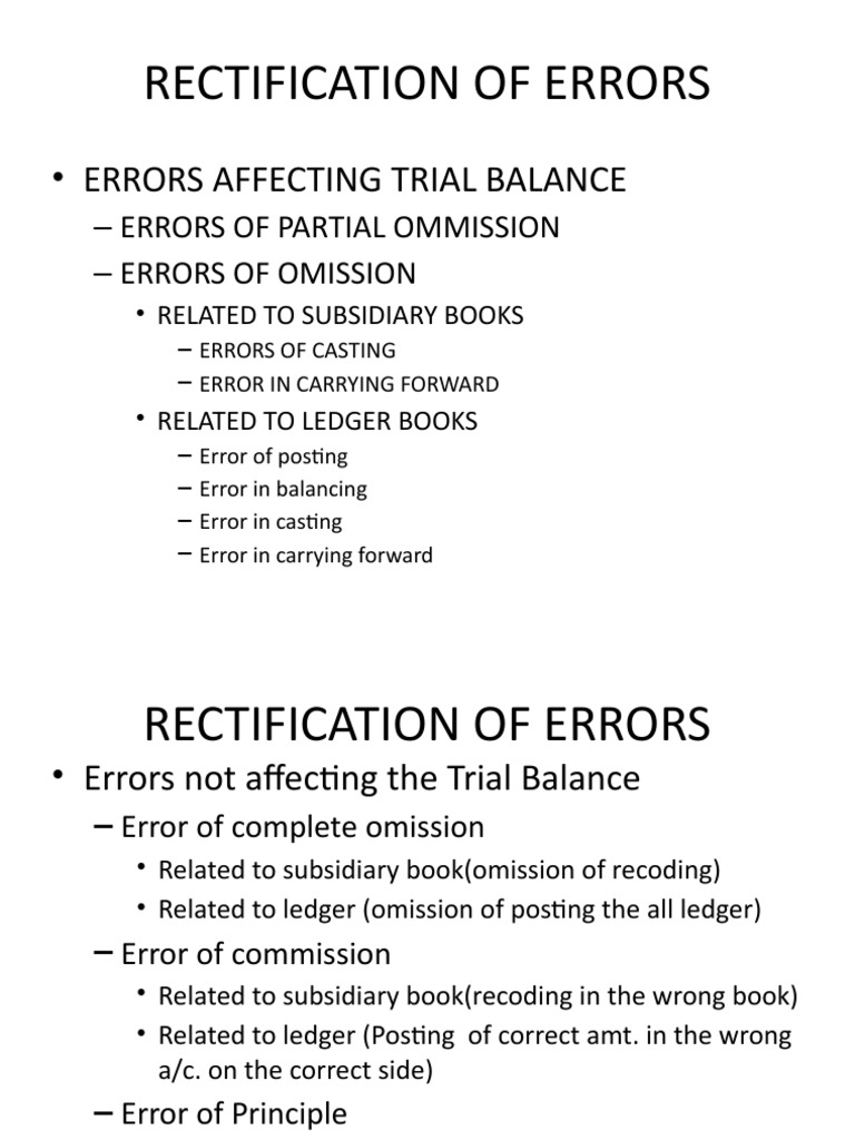 Rectification of Accounting Errors | PDF