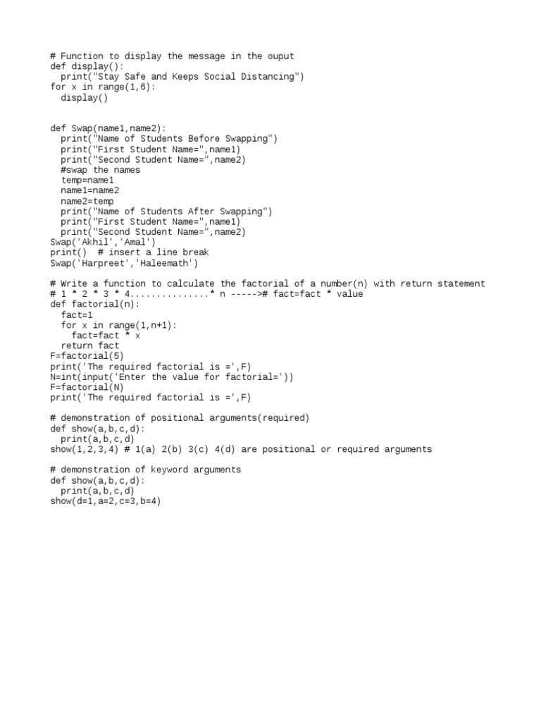Function - Programs | PDF
