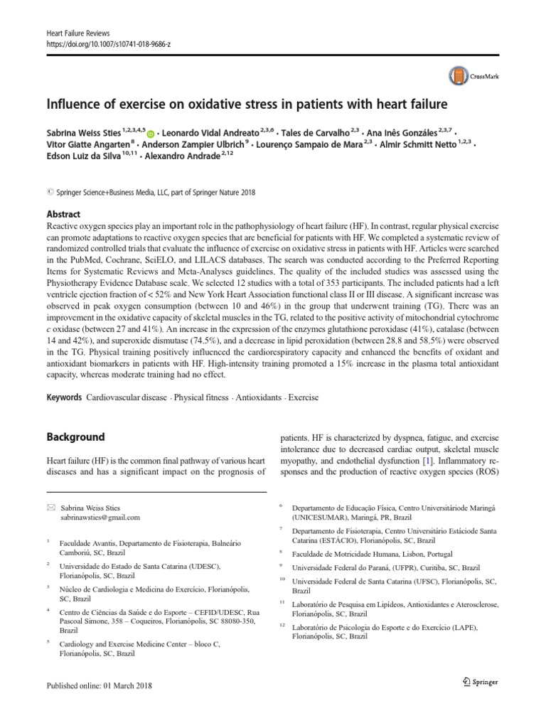 2018 Influence of Exercise On Oxidative Stress in Patients With Heart