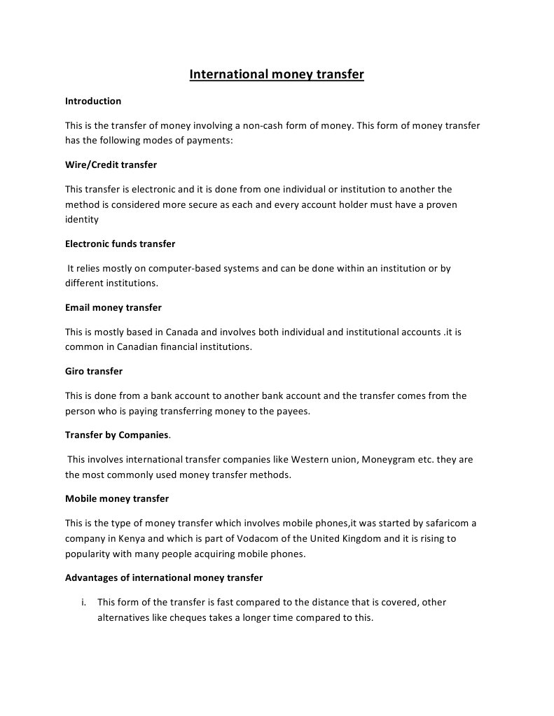 International Money Transfer | Download Free PDF | Wire Transfer | Money