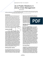 The Role of Public Relations in Organiza Tional Crisis Management