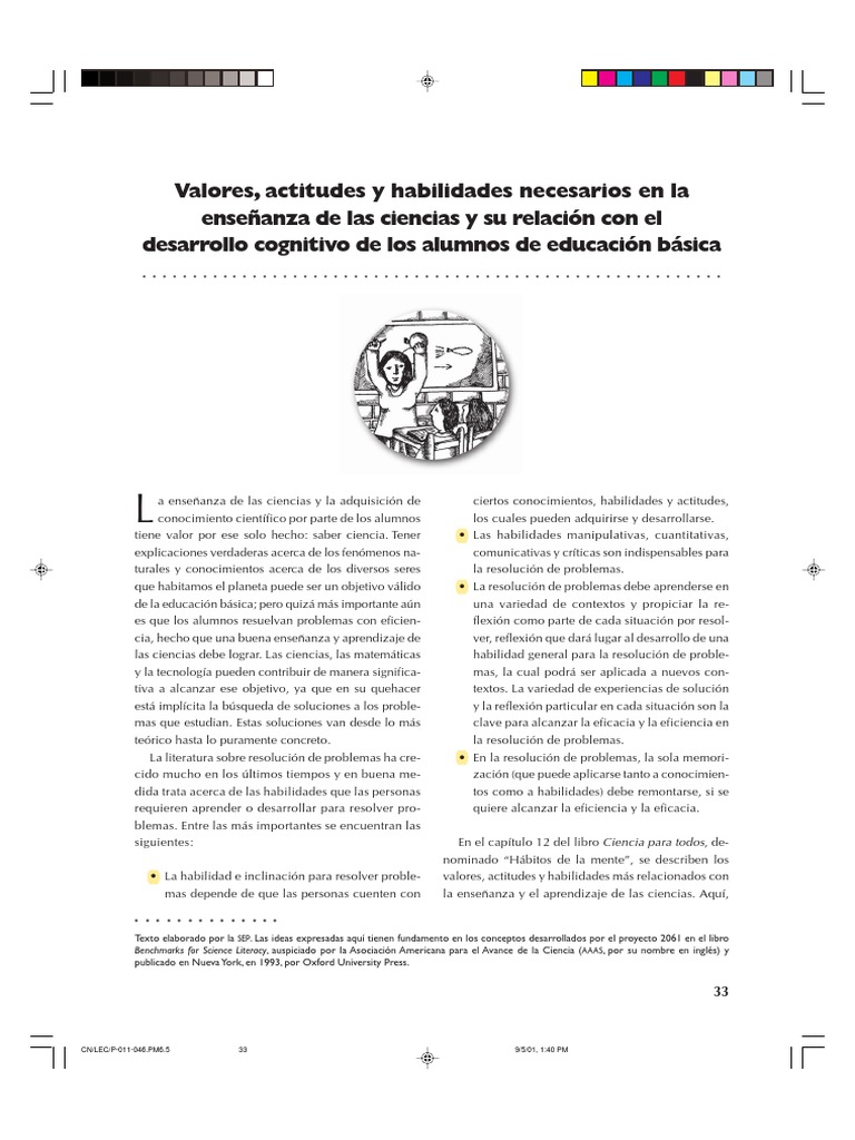 Valores y habilidades en ciencias naturales | PDF | Aprendizaje ...