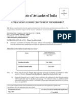 Institute of Actuaries of India: Application Form For Student Membership