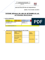 Informe Mensual Del Mes de Setiembre